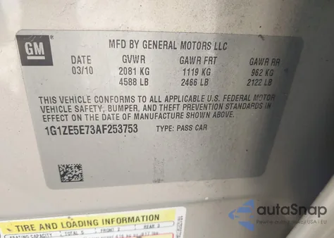 2010 Chevrolet Malibu Ltz z USA, uszkodzony, nr VIN 1G1ZE5E73AF253753